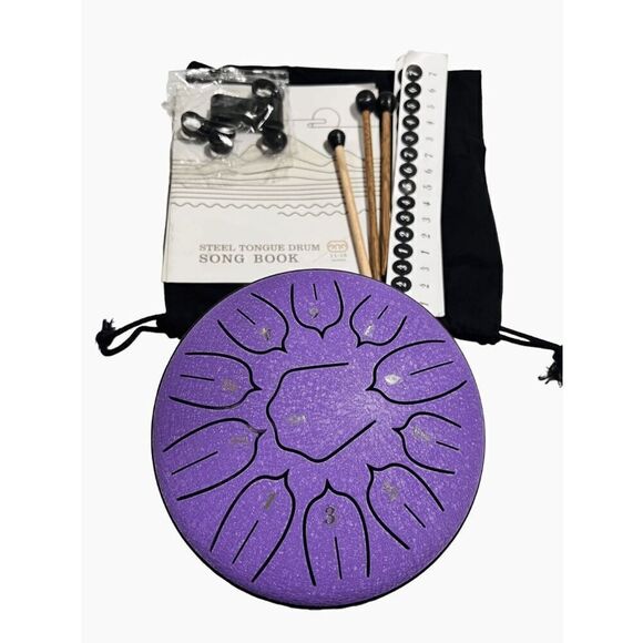Steel Tongue Drum 6 Inch 11 Notes Hand Drums for Musical Education Yoga (Purple) - Picture 7 of 7